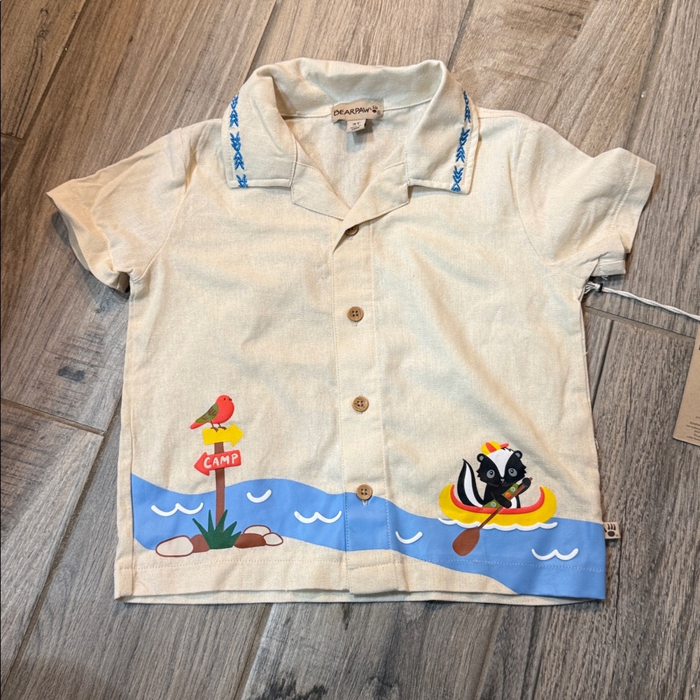BEARPAW Toddler 2Pc Camp Lakeside Button Down Shirt & Shorts Set NWT Outdoor - Picture 3 of 12